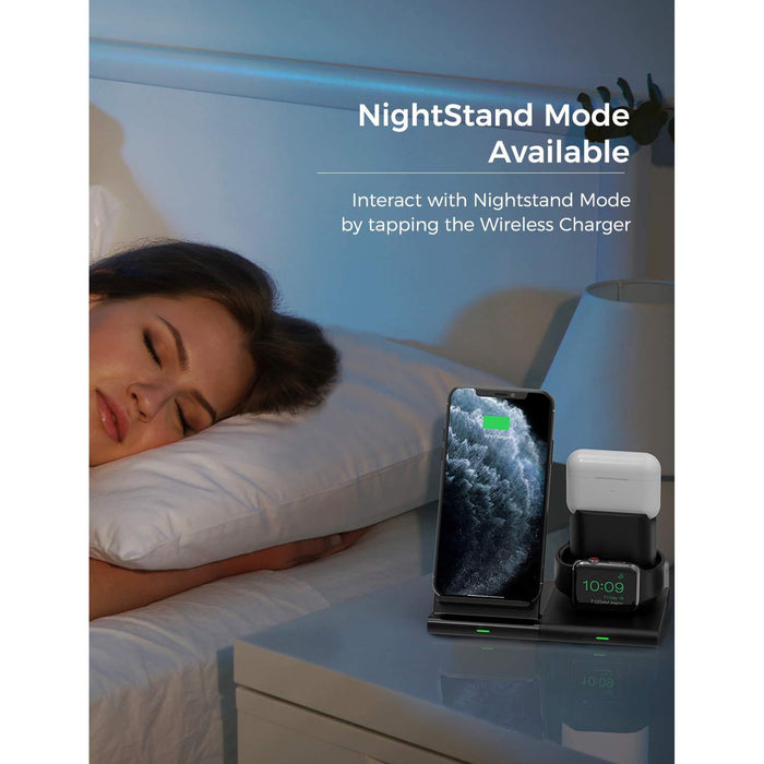 Seneo Wireless Charger, 3 in 1 Wireless Charging Station for Apple Watch, AirPods Pro/2, Detachable and Magnetic Wireless Charging Stand for iPhone 11 Pro Max/X/XS/XR/8Plus(NO QC 3.0 Adapter) Black